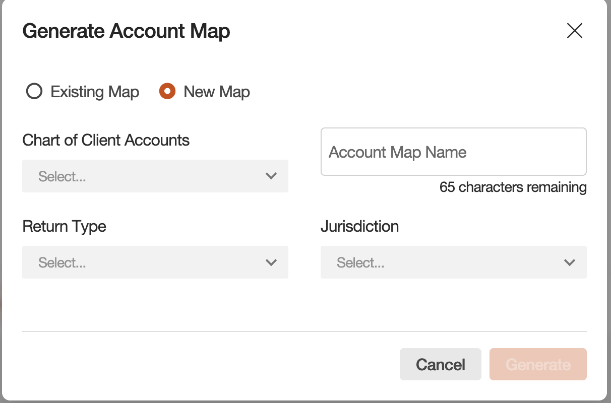 Generate Account Map modal
